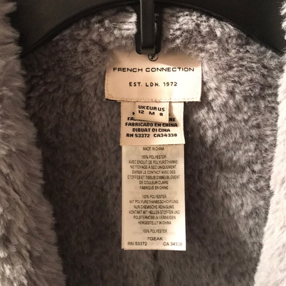 Gray French connection Faux fur lined vest. - Picture 2 of 7